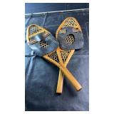 Vintage pair of traditional wooden snowshoes