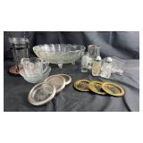 Mixed Vintage Glassware, Coasters, and