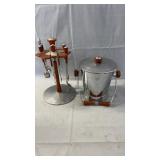 Vintage mid-century style barware set featuring a