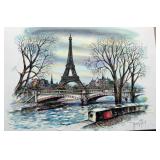 Textured Paris Eiffel Tower Landscape Artwork