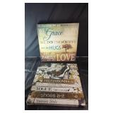 Set of two decorative canvas wall art pieces.