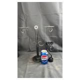 Decorative black metal candle holder set