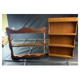 Set of two decorative wooden wall shelf racks