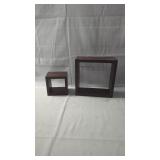 Set of 2 Dark Wood Cube Wall ShelvesSet
