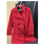Stylish red trench-style coat by MEXX featuring a