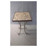 Decorative Metal Accent Table with Embossed