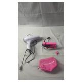 Clothes Iron & Hair Dryer with Pink Travel