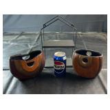Decorative wooden yarn bowls featuring smooth