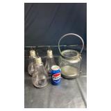 Decorative glass candle holder lot featuring four