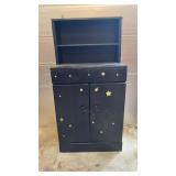Hand Painted Wooden Cabinet with Shelf and Double