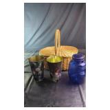 Wicker picnic Basket with Decorative Tins and