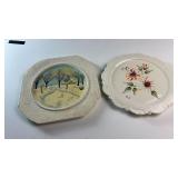 Pair of decorative hand-painted display plates