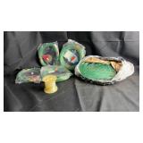 Selection of green fishing line coils, including