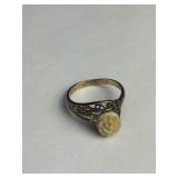 Vintage Sterling Silver Gold Tone Carved Rose
