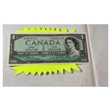 Vintage Bank of Canada one dollar bill featuring
