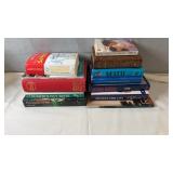 Mixed assortment of books including dictionaries,