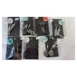 Silver Tone Feather & Leaf Earrings (7 Pairs)