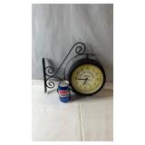 Vintage-style double-sided wall-mounted clock and