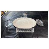 Assorted household décor and glassware including