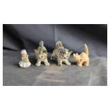 Vintage ceramic kitten figurines including one