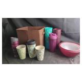 Assorted Drinkware & Storage Lot w/ Bubba Bottle,