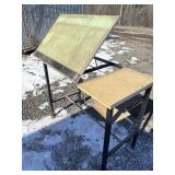 Adjustable Drafting Table with Side Work Surface.