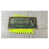 Vintage Bank of Canada one dollar bill featuring