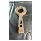 Heavy-duty steel tow eye/hitch ring attachment.