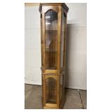 Two-Piece Oak Corner Curio Cabinet with Glass