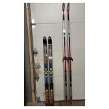Two pairs of skis including Rossignol Frontier