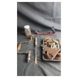 Vintage Hand Tools & Hardware Lot w/ Brace Drill,