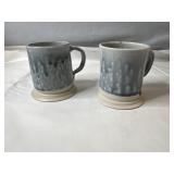 Handmade Pottery Mugs  Blue Drip Glaze (2