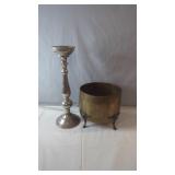 Metal Candlestick Holder & Brass Planter