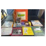 Art supplies and drawing lot featuring wooden