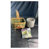Woven basket with handle, decorative planter pot,