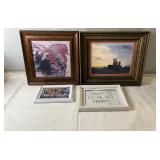 Assorted framed wall art and photo frames