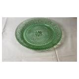 Vintage green pressed glass serving plate