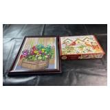 Framed floral diamond art picture with vibrant