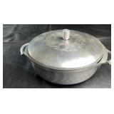 Hammered aluminum serving dish with lid and side