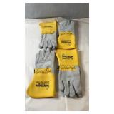 Four pairs of Watson work gloves with leather