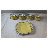 Melba Bone China Yellow Floral Teacup Set with