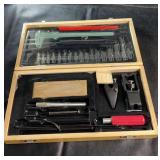 Wooden hobby tool kit in a fitted case featuring