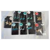 Butterfly Earrings  Blue Enamel & Wooden Styles