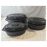 Graniteware Roasting Pans with LidsSet of 3