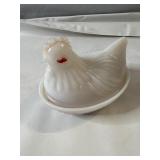 Milk Glass Hen on Nest DishSmall Milk glass hen