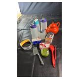 Assorted kitchen items including Rubbermaid-style