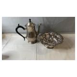 Silver-tone coffee/tea pot marked 'Made in