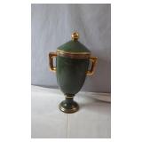 Vintage Green & Gold Lidded Urn VaseDecorative