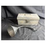 Vintage Metal Tool Box & FunellGalvanized metal