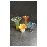 Assorted decorative glass pieces including